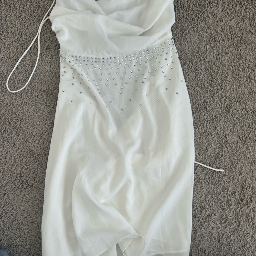 Elegant White Dress with Rhinestone Detail